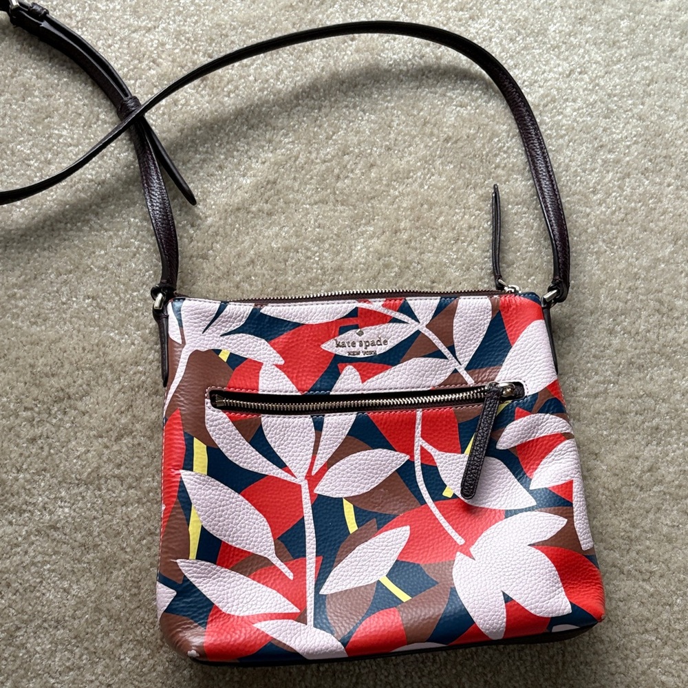 Kate Spade Red and Brown Leaf Crossbody Bag